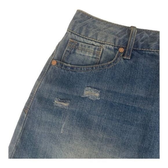 1822 Denim Womens Distressed Blue Jean Skirt Size 10 - Picture 2 of 12